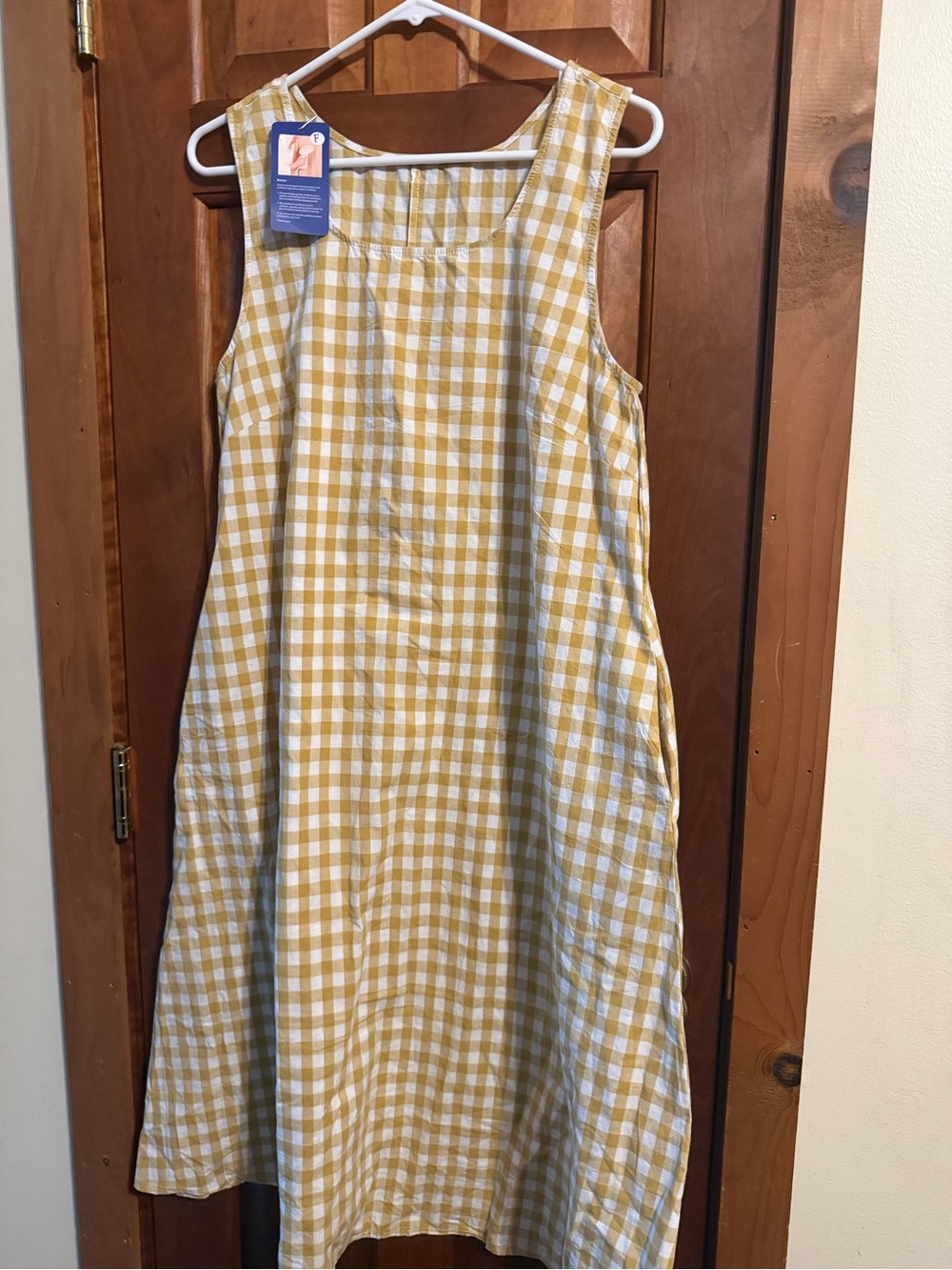 Women's Yellow Gingham Midi Dress - Sleeveless A-Line